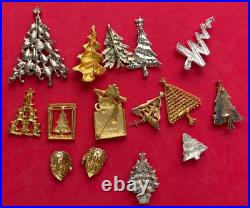 Vintage Christmas Tree Brooch Pin Lot T Book Piece Vero Lia Radko Bj Roma MCM 15