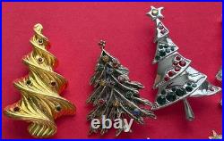 Vintage Christmas Tree Brooch Pin Lot T Book Piece Vero Lia Radko Bj Roma MCM 15