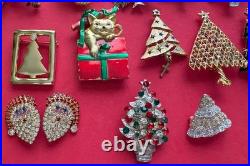 Vintage Christmas Tree Brooch Pin Lot T Book Piece Vero Lia Radko Bj Roma MCM 15