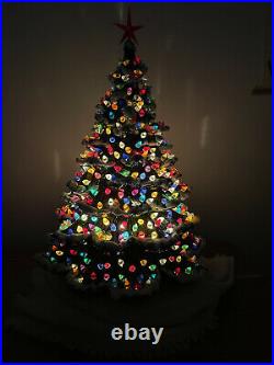 Vintage Christmas Tree Ceramic Nowell Big 24 Stunning Flocked Original Light