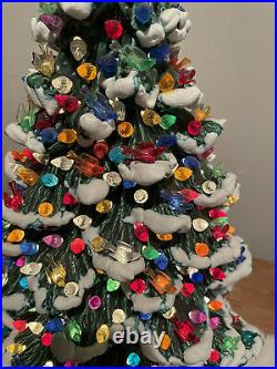 Vintage Christmas Tree Ceramic Nowell Big 24 Stunning Flocked Original Light