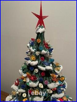 Vintage Christmas Tree Ceramic Nowell Big 24 Stunning Flocked Original Light