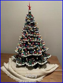 Vintage Christmas Tree Ceramic Nowell Big 24 Stunning Flocked Original Light