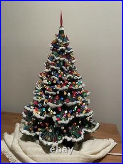 Vintage Christmas Tree Ceramic Nowell Big 24 Stunning Flocked Original Light