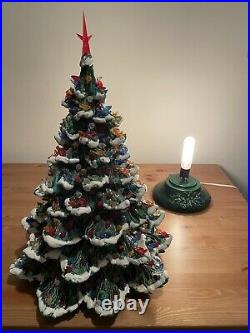 Vintage Christmas Tree Ceramic Nowell Big 24 Stunning Flocked Original Light