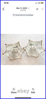 Vintage Christmas Tree Clear Glass Gold Trim Dalzell Viking Made In USA 1980s