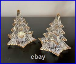 Vintage Christmas Tree Clear Glass Gold Trim Dalzell Viking Made In USA 1980s