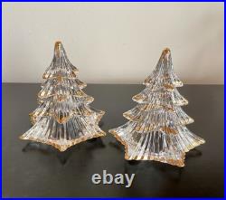 Vintage Christmas Tree Clear Glass Gold Trim Dalzell Viking Made In USA 1980s