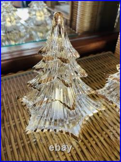 Vintage Christmas Tree Clear Glass Gold Trim Dalzell Viking Made In USA 1980s