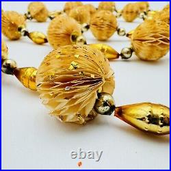 Vintage Christmas Tree Crepe Honeycomb Paper & Balls Garland Gold Ornament 102