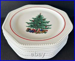Vintage Christmas Tree Dinner Plates Sears Octagon Holiday Plates Set Of 8