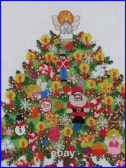 Vintage Christmas Tree Fantasy 1978 Completed Framed Sunset Stitchery Needle