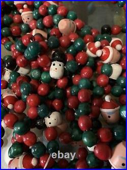 Vintage Christmas Tree Garland Wood Bead Hand Painted Décor 3 Strands VIDEO