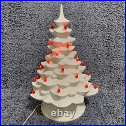 Vintage Christmas Tree Lighted Ceramic Mold White withRemovable Base 1970's