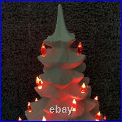 Vintage Christmas Tree Lighted Ceramic Mold White withRemovable Base 1970's