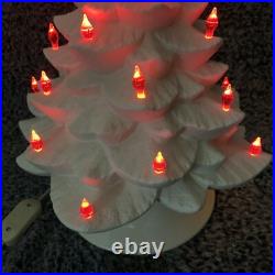 Vintage Christmas Tree Lighted Ceramic Mold White withRemovable Base 1970's