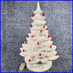Vintage Christmas Tree Lighted Ceramic Mold White withRemovable Base 1970's