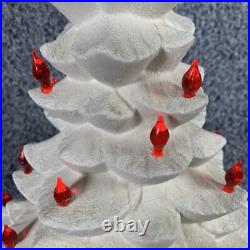 Vintage Christmas Tree Lighted Ceramic Mold White withRemovable Base 1970's
