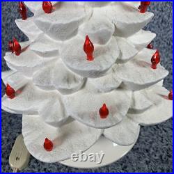 Vintage Christmas Tree Lighted Ceramic Mold White withRemovable Base 1970's