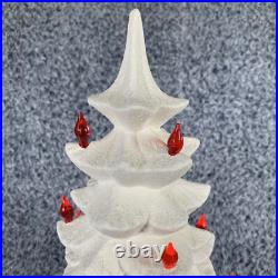 Vintage Christmas Tree Lighted Ceramic Mold White withRemovable Base 1970's