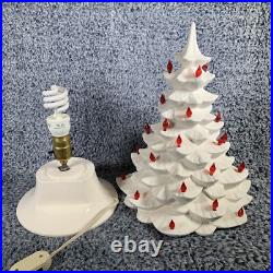 Vintage Christmas Tree Lighted Ceramic Mold White withRemovable Base 1970's