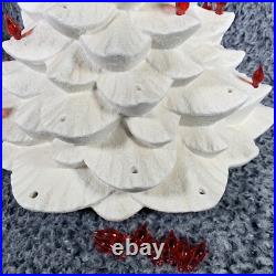 Vintage Christmas Tree Lighted Ceramic Mold White withRemovable Base 1970's