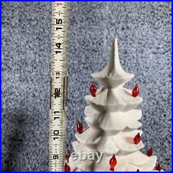 Vintage Christmas Tree Lighted Ceramic Mold White withRemovable Base 1970's