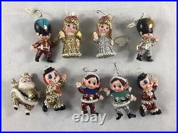 Vintage Christmas Tree Ornament Plastic Figures(9), Made in Japan