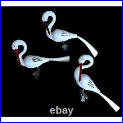 Vintage Christmas Tree Ornaments Mercury Glass Swan Stork Bird 1950 Holiday Deco