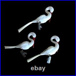 Vintage Christmas Tree Ornaments Mercury Glass Swan Stork Bird 1950 Holiday Deco