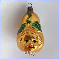 Vintage Christmas Tree Ornaments West Germany Lantern Apple Cottage Pear Face