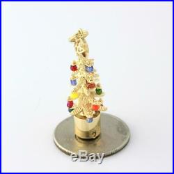 Vintage Christmas Tree Pendant Charm 14K Yellow Gold Colorful Beads 1.5 Length