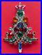 Vintage Christmas Tree Pin Brooch Citation Pink Rhinestones Rare Book Piece Htf