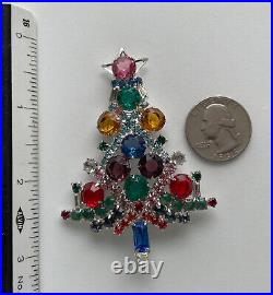 Vintage Christmas Tree Pin Brooch Citation Pink Rhinestones Rare Book Piece Htf