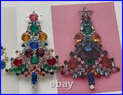 Vintage Christmas Tree Pin Brooch Citation Pink Rhinestones Rare Book Piece Htf