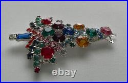 Vintage Christmas Tree Pin Brooch Citation Pink Rhinestones Rare Book Piece Htf