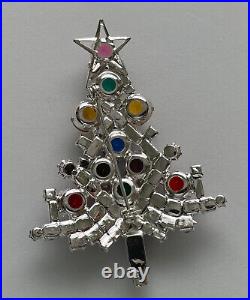 Vintage Christmas Tree Pin Brooch Citation Pink Rhinestones Rare Book Piece Htf