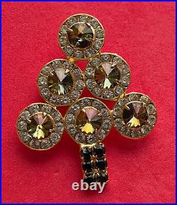 Vintage Christmas Tree Pin Brooch Dorothy Bauer Art Deco Rhinestones Book Piece