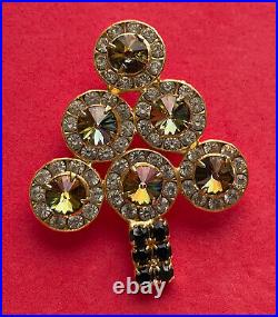 Vintage Christmas Tree Pin Brooch Dorothy Bauer Art Deco Rhinestones Book Piece