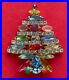 Vintage Christmas Tree Pin Brooch Siluane Rhinestones Signed MID Century Modern