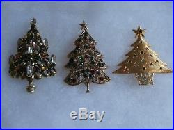 Vintage Christmas Tree Pin/brooch Lot (10) All Signed Excellent