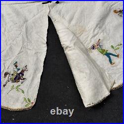 Vintage Christmas Tree Skirt Felt Sequined 12 Days Mid Century Snowy White 58
