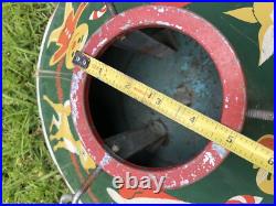 Vintage Christmas Tree Stand 1940s 1950s Tin Litho Rare Design