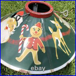Vintage Christmas Tree Stand 1940s 1950s Tin Litho Rare Design