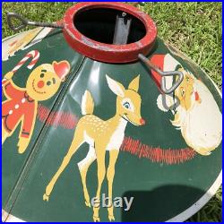 Vintage Christmas Tree Stand 1940s 1950s Tin Litho Rare Design