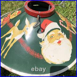 Vintage Christmas Tree Stand 1940s 1950s Tin Litho Rare Design