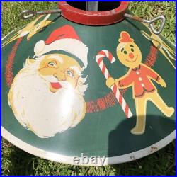 Vintage Christmas Tree Stand 1940s 1950s Tin Litho Rare Design