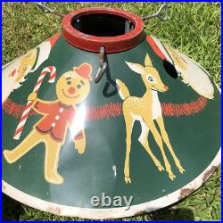 Vintage Christmas Tree Stand 1940s 1950s Tin Litho Rare Design