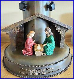 Vintage Christmas Tree Stand Nativity Jesus Mary Joesph Manger Beautiful HEAVY