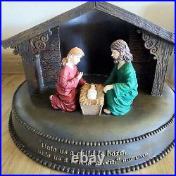 Vintage Christmas Tree Stand Nativity Jesus Mary Joesph Manger Beautiful HEAVY